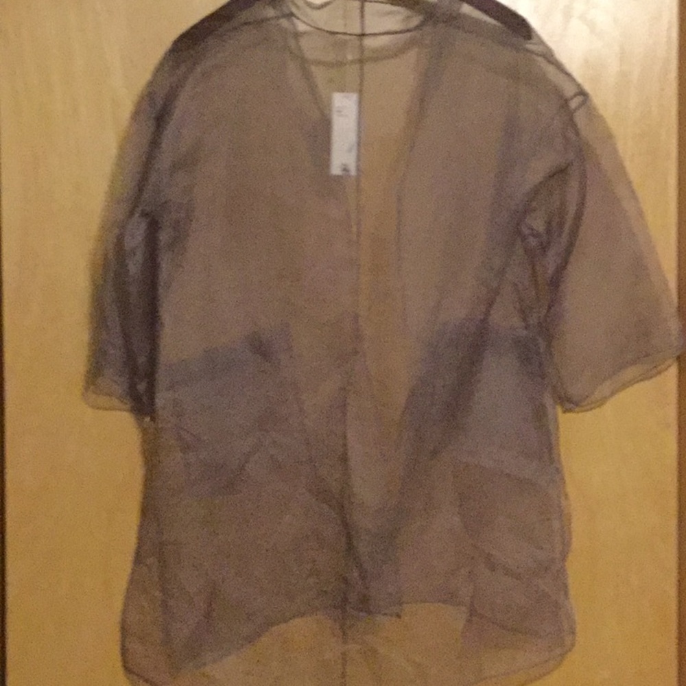Eileen Fisher Sheer Silk Organza Open Jacket - Picture 8 of 10